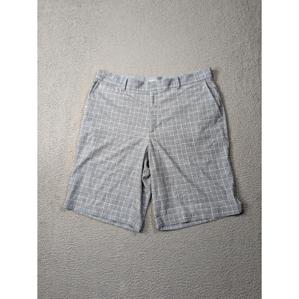 Nike Golf Tour Performance Shorts Mens 36 Gray Windowpane Pattern Check Grid